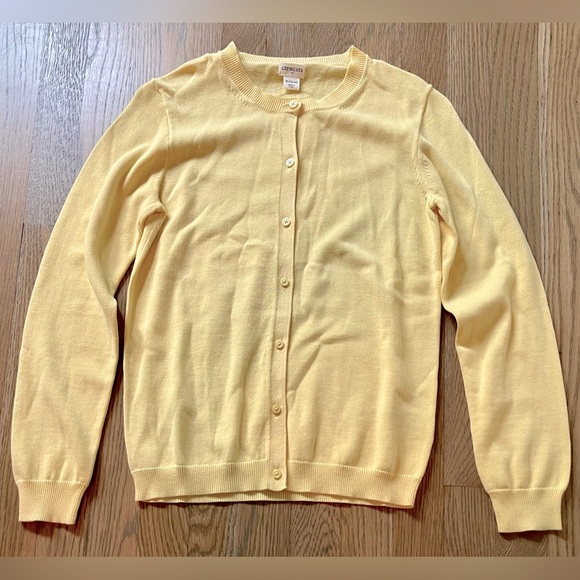 J. Crew Girls' Casey cardigan sweater. Color: Sunlight. Size: XL (12-14). - Picture 1 of 2